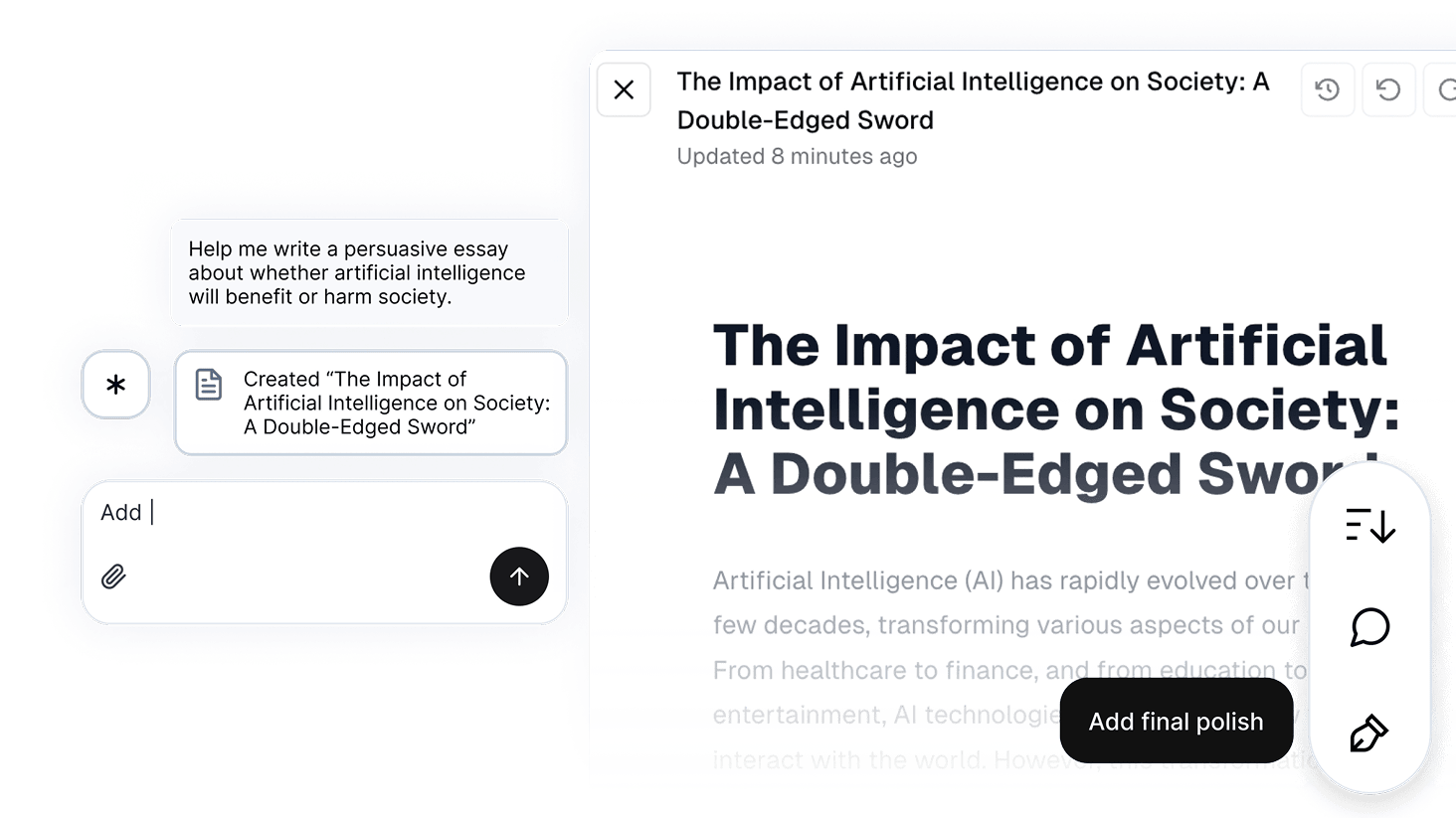 Activate the AI Homework Helper's Essay Mode to generate essays in seconds