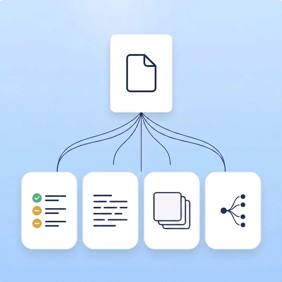 the same upload powering recall practice, notes, flashcards and more