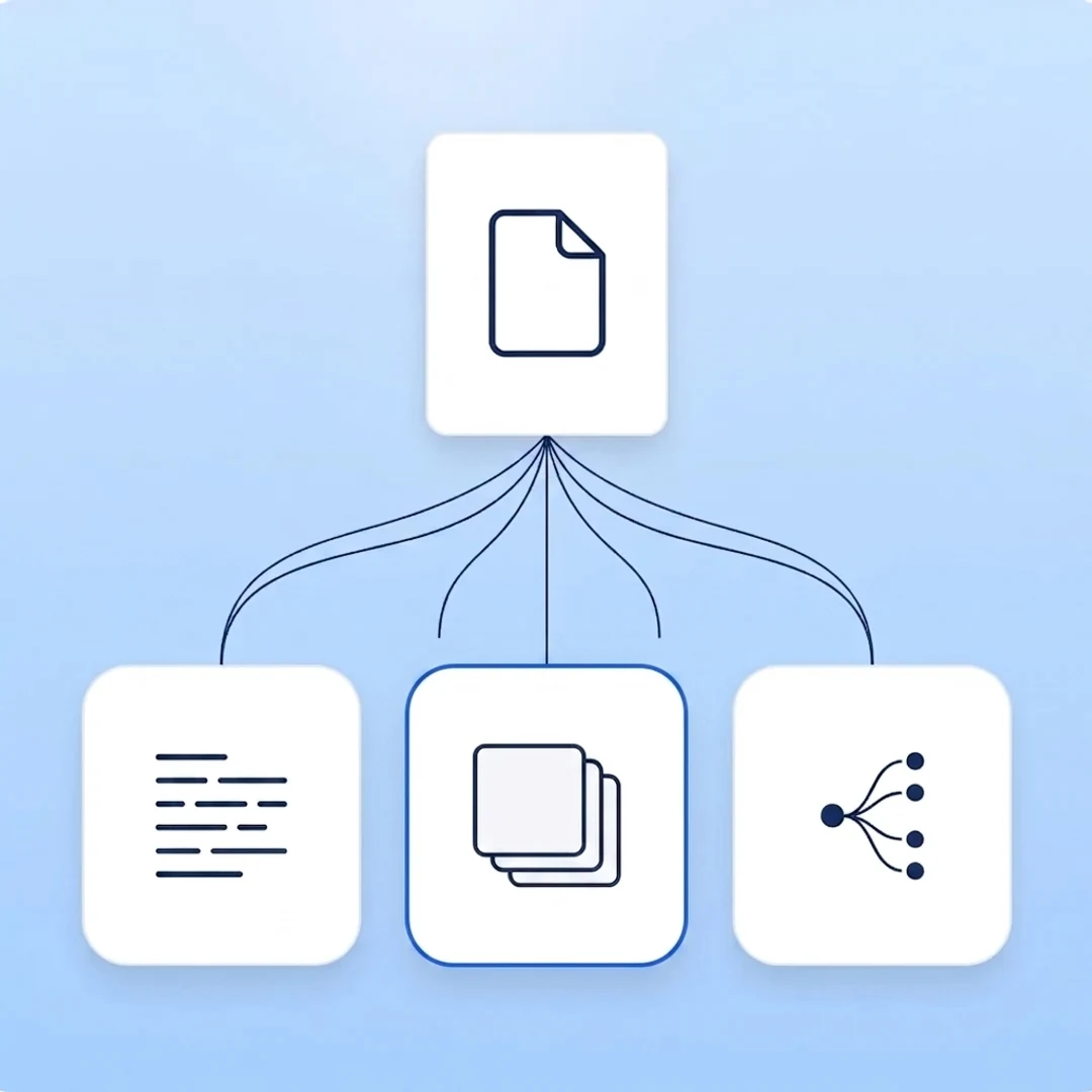 the same upload powering flashcards, notes and other study outputs