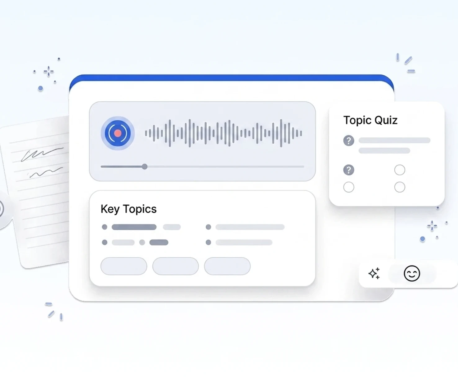 a recorded lecture turned into notes, a quiz and a study set inside Mindko