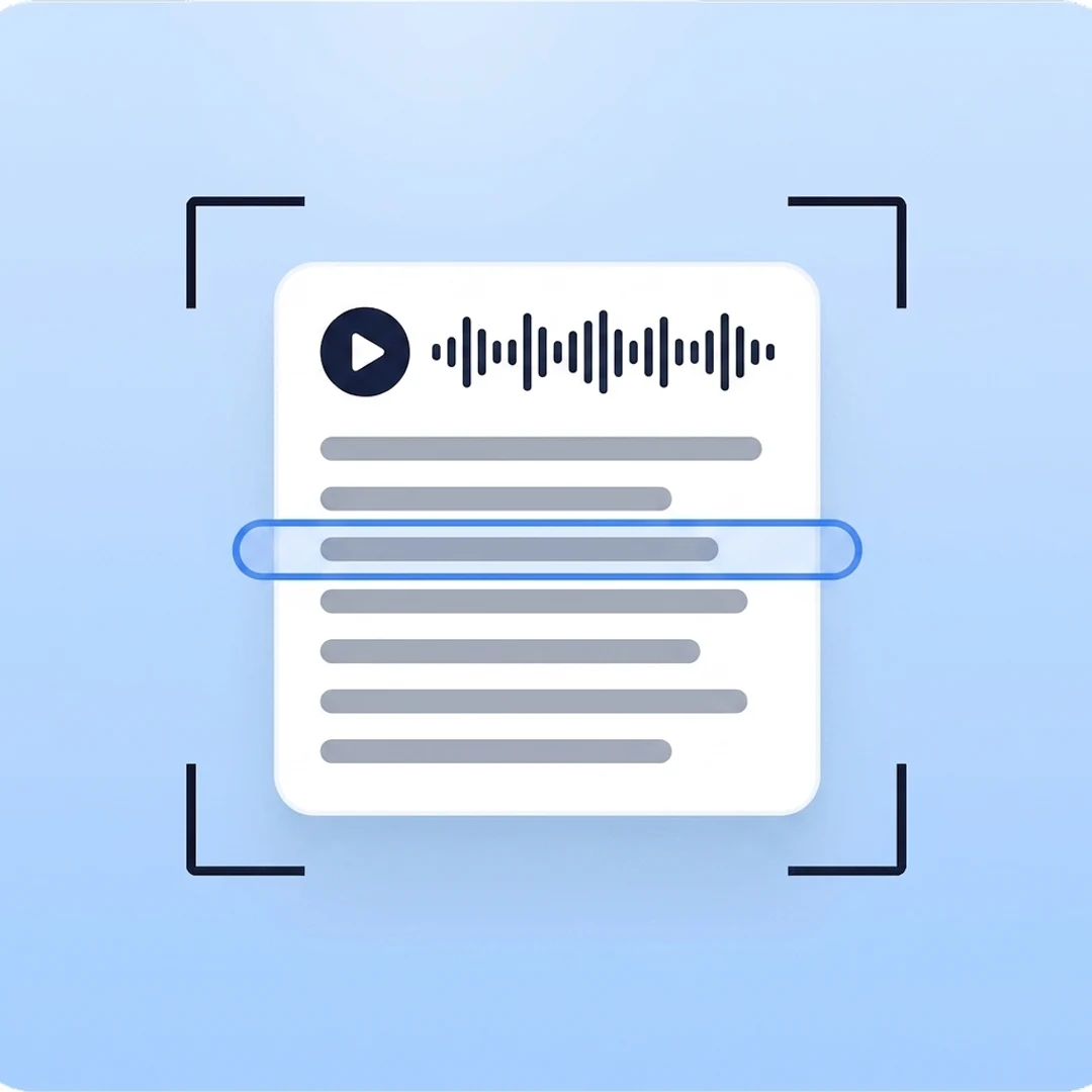 a synced, clickable podcast transcript