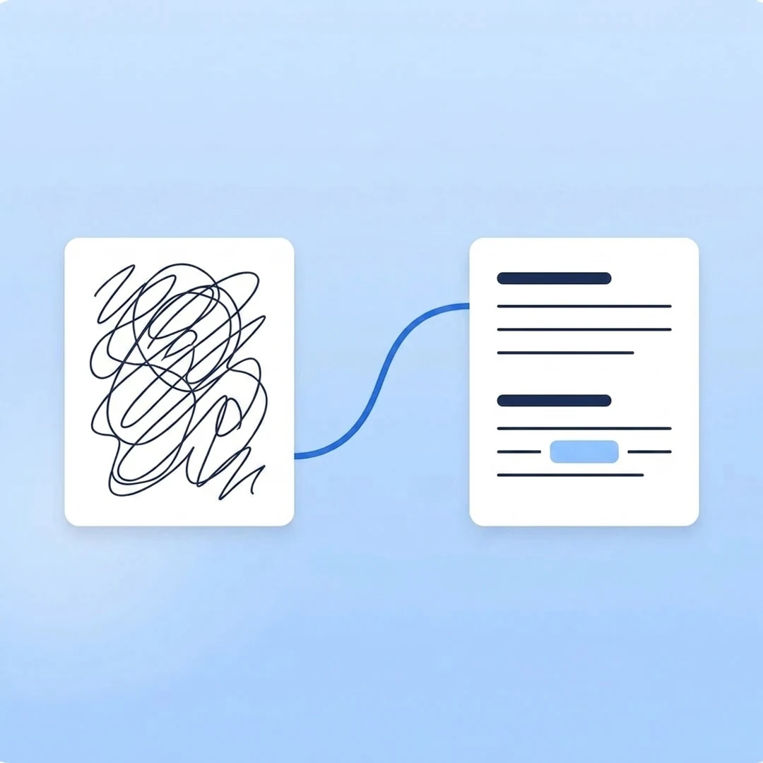 raw notes being organized into a structured study guide