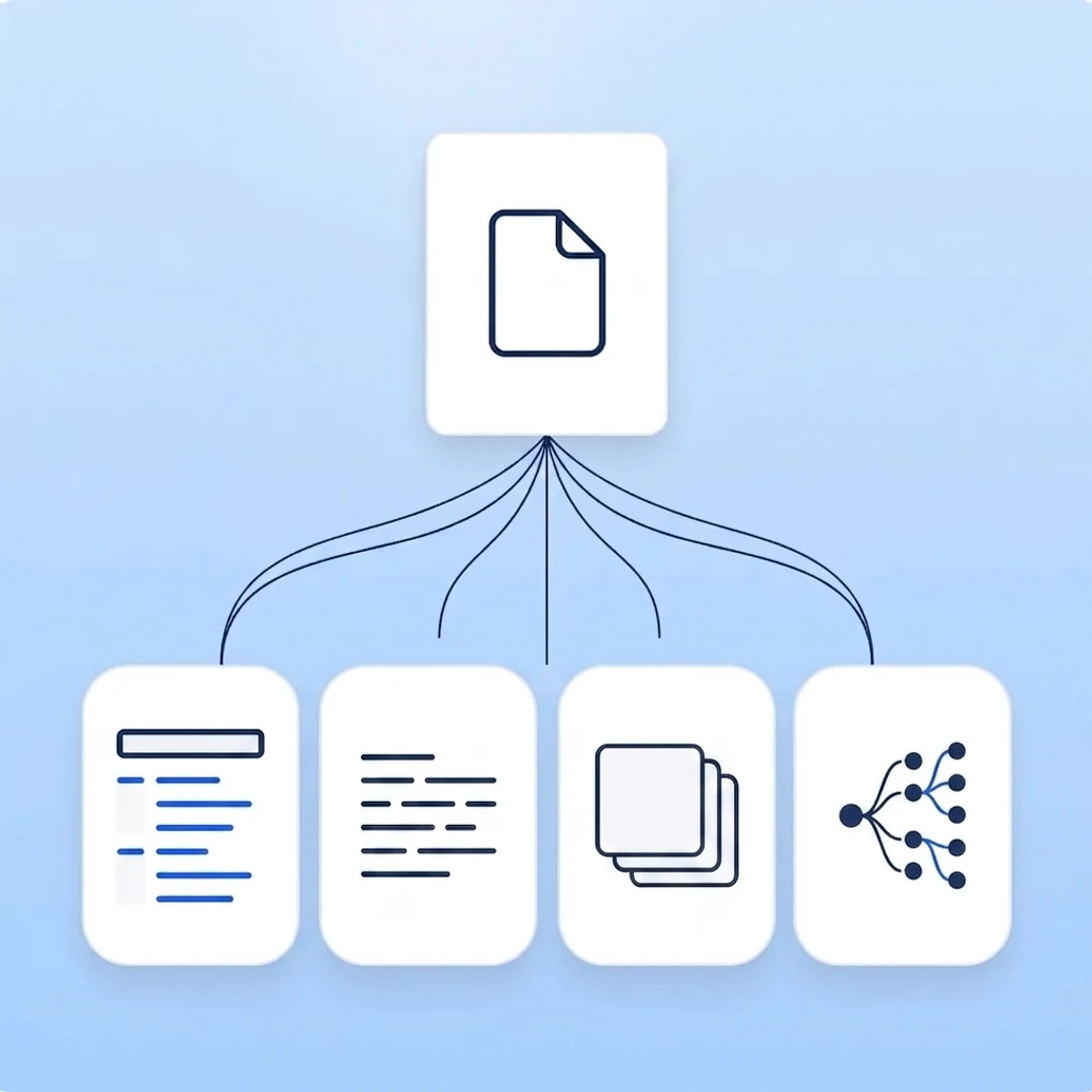 the same upload powering a study guide, notes, flashcards and more